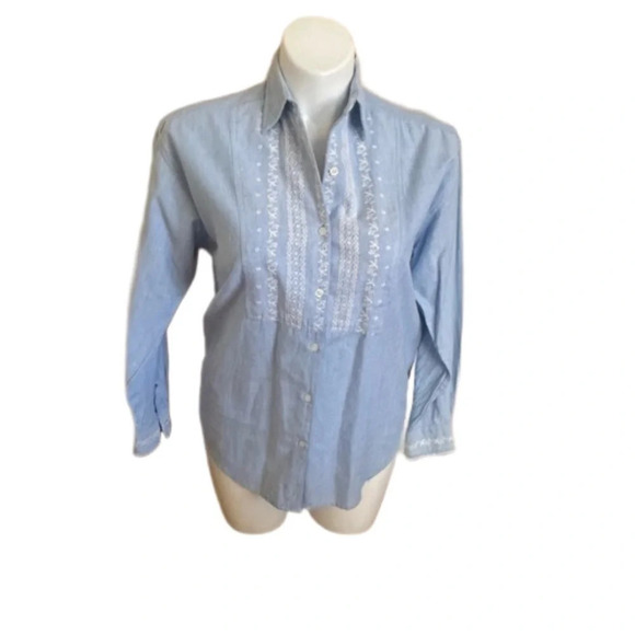 Tops - Vintage 100% Cotton Mervyn’s Partners Embroidered Button Down Shirt Size S